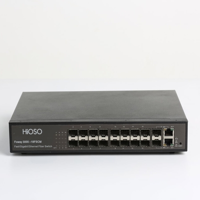 Hioso Fiber Switch 16 +2 Combo Uplink AC100V สวิตช์ออปติกสนับสนุน Web Snmp Security Electronic Power
