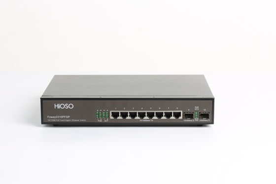 8 พอร์ต PoE 10/100M 2 พอร์ต SFP 1000M สวิตช์ Poe Ethernet 10 พอร์ต