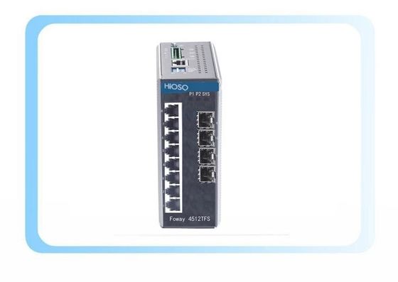 4 1000M SFP 8 พอร์ต 10/100/1000M Ethernet Rail Switch 12 พอร์ต