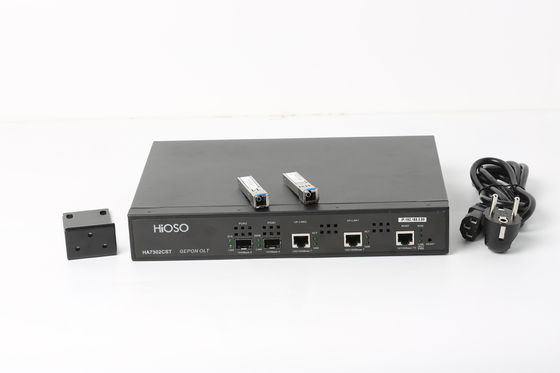 HiOSO กล่องพิซซ่าโลหะ Epon Olt 2 พอร์ตแบบสแตนด์อโลน 2 PON OLT Optical Line Terminal